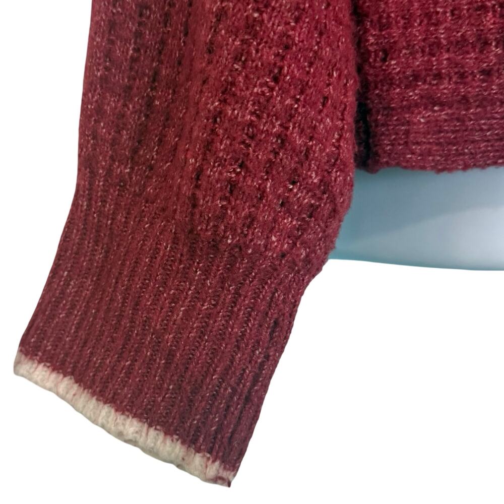 Joseph A Maroon Red White Trim Johnny Collared Knit Shirt Light Sweater Size L - Picture 6 of 10